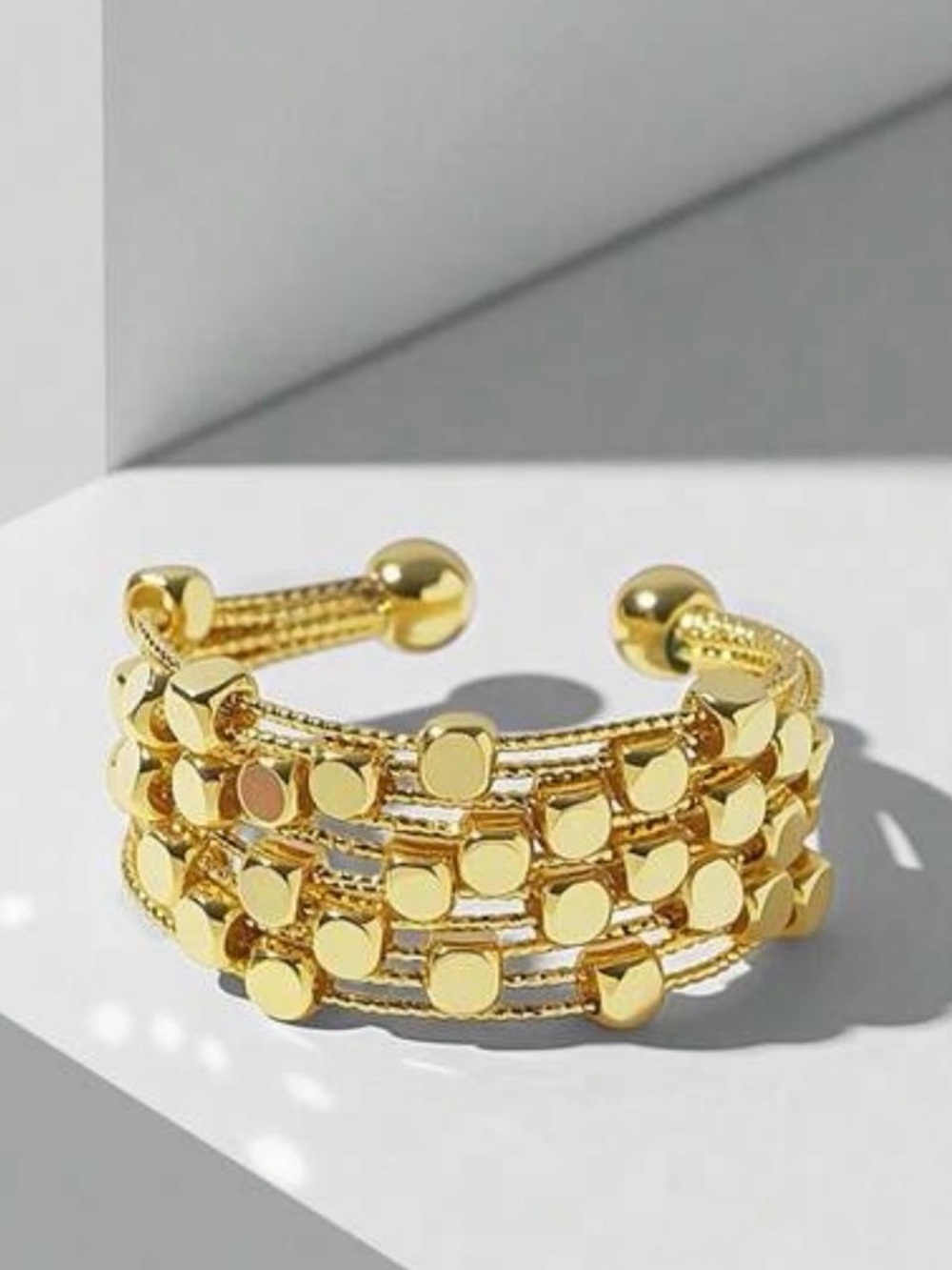 Gold Multi-Layer Adjustable Statement Ring - Picture 4 of 4